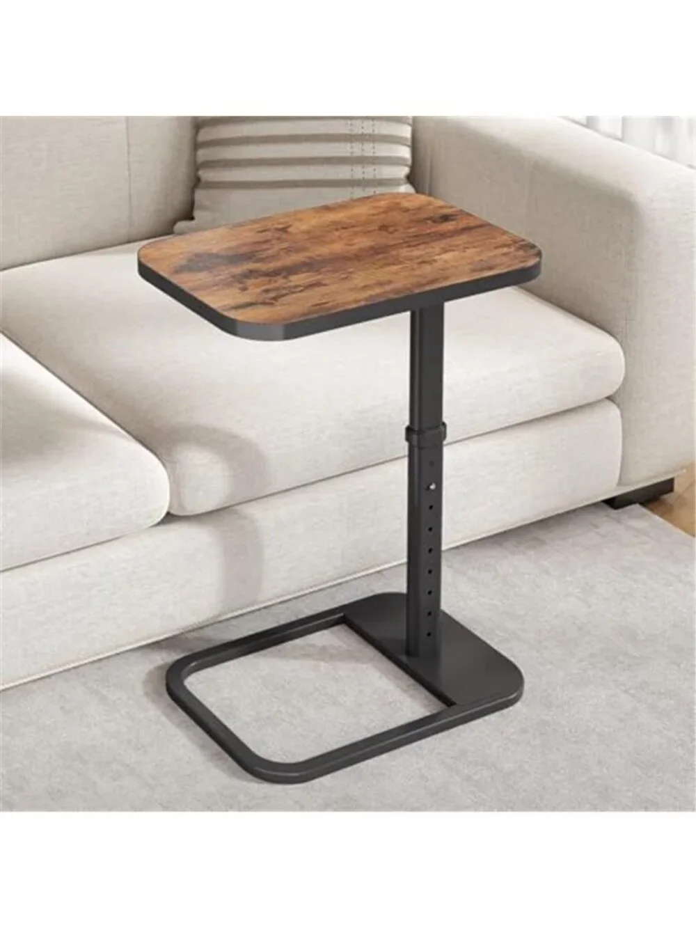 TV Tray Table, Adjustable Height & Flip-Top & Rounded Metal Corners, Snack Table